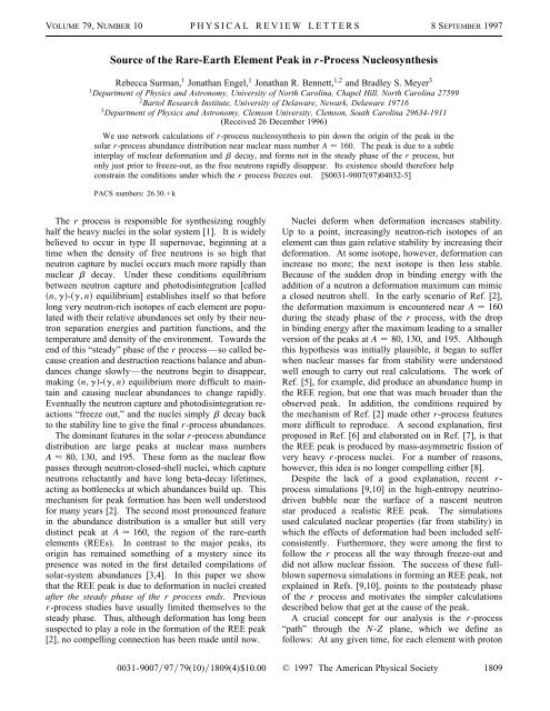 Source of the Rare-Earth Element Peak in r-Process Nucleosynthesis