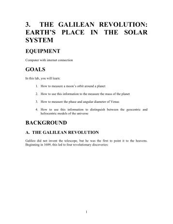 3. THE GALILEAN REVOLUTION: EARTH'S PLACE IN THE SOLAR ...