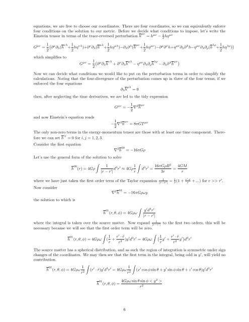 General Relativity: Homework 4 Solutions - Department of Physics ...