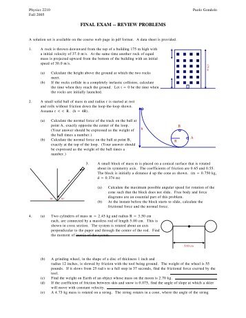 FINAL EXAM -- REVIEW PROBLEMS