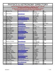 Departmental Directory - Department of Physics & Astronomy at the ...