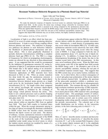 novel nonlinear optical properties - Department of Physics ...