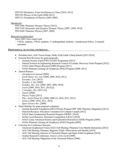 CV (in pdf) - Department of Physics - University of Toronto