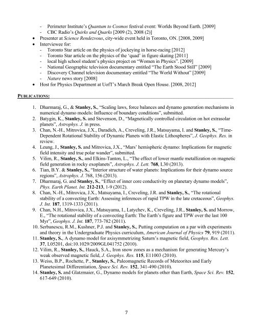 CV (in pdf) - Department of Physics - University of Toronto