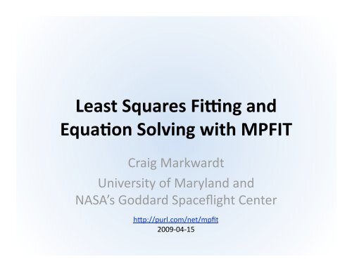 Least Squares Fitting and Equation Solving with MPFIT