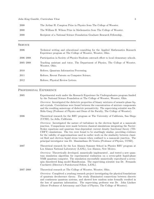 Curriculum Vitae - Department of Physics - University of Wisconsin ...