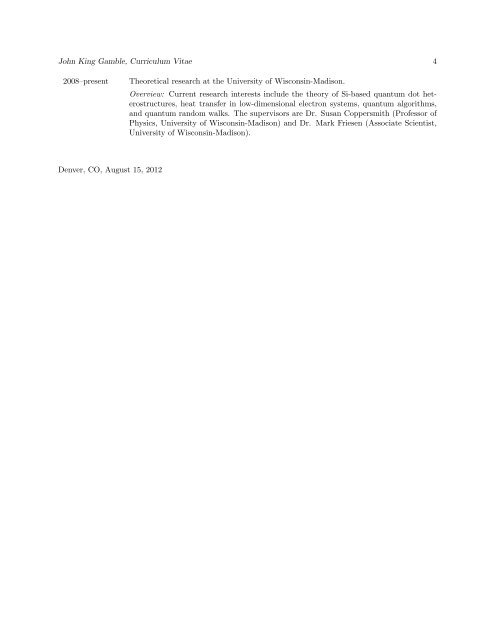 Curriculum Vitae - Department of Physics - University of Wisconsin ...