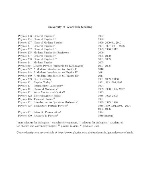 Curriculum Vitae Duncan L. Carlsmith - Department of Physics ...