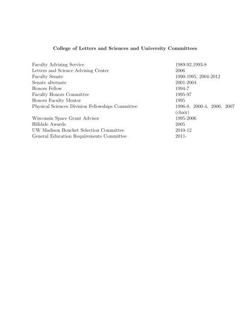 Curriculum Vitae Duncan L. Carlsmith - Department of Physics ...