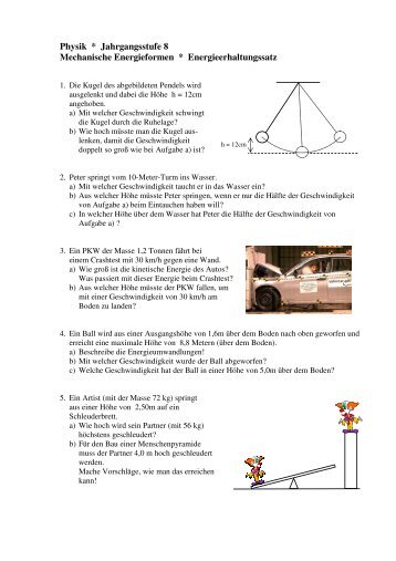 Aufgaben zum Energieerhaltungssatz
