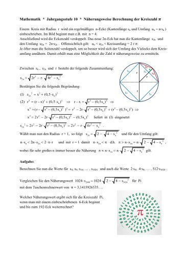 M10-Kreiszahl Pi- Berechnung - Physik und Mathematik