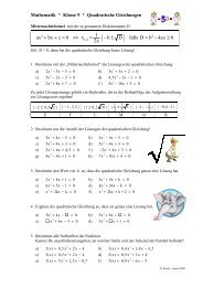 Page 1 Mathematik * Klasse 9 * Quadratische Gleichungen ...