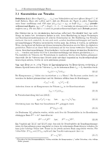 Die Dirac-Gleichung in gekrÃ¼mmter Raumzeit - Fachbereich Physik