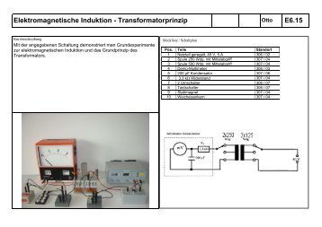 Elektromagnetische Induktion - Transformatorprinzip E6.15