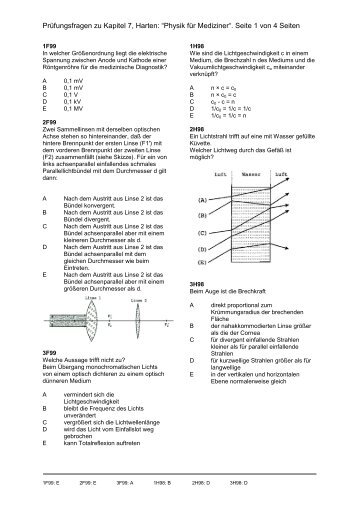 Prüfungsfragen zu Kapitel 7, Harten: “Physik für Mediziner“. Seite 1 ...