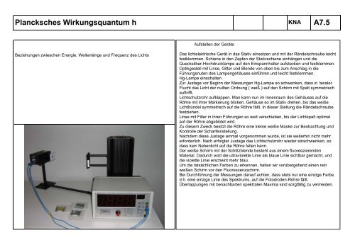 Plancksches Wirkungsquantum h A7.5