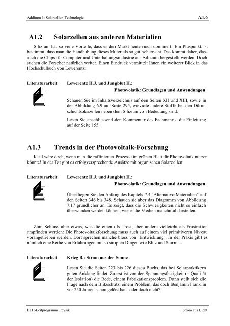 Strom aus Licht - Institut für naturwissenschaftliche Grundlagen