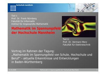 Mathematik im Spannungsfeld der Hochschule Mannheim