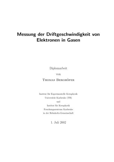 Messung der Driftgeschwindigkeit von Elektronen in Gasen