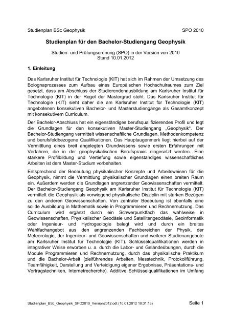 Studienplan - FakultÃ¤t fÃ¼r Physik - KIT