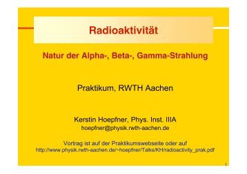 Radioaktivität - Physikzentrum der RWTH Aachen