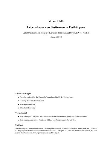 Lebensdauer von Positronen in Festkörpern - Physikzentrum der ...