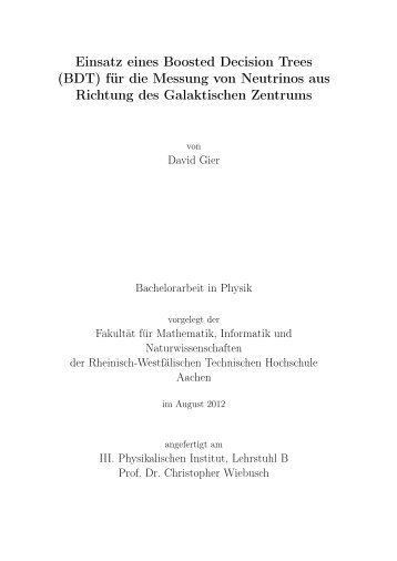 Einsatz eines Boosted Decision Trees - Physikzentrum der RWTH ...