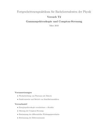 Gammaspektroskopie und Compton-Streuung - Physikzentrum der ...