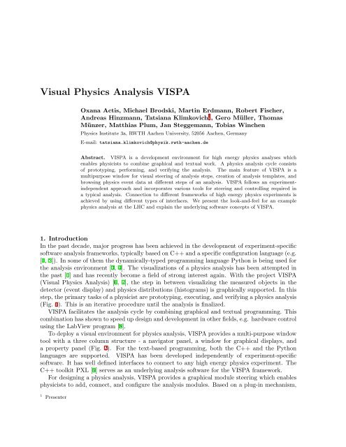 Visual Physics Analysis VISPA - RWTH Aachen University