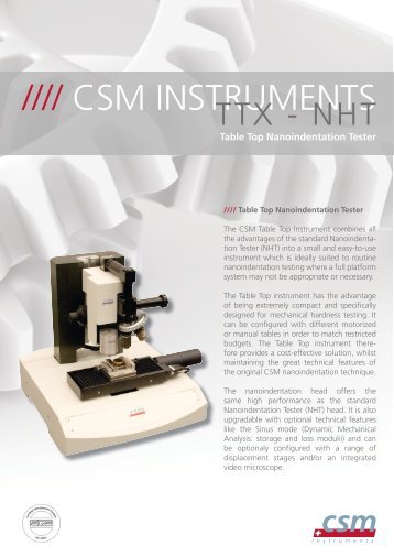 Table Top Nanoindentation Tester - CSM Instruments