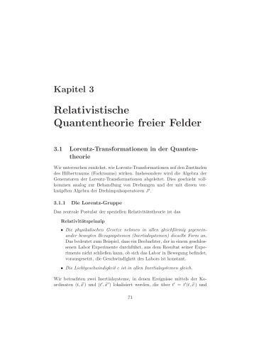 Relativistische Quantentheorie freier Felder - Physikzentrum der ...