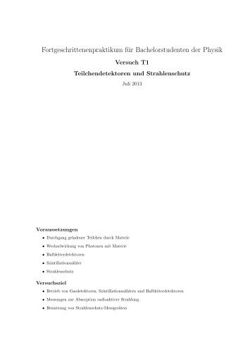 Teilchendetektoren und Strahlenschutz - Physikzentrum der RWTH ...