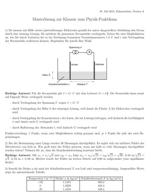 Aufgabenstellung inkl. LÃ¶sungen 19.7.2013 - Physikzentrum der ...