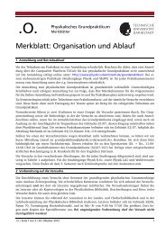 Merkblatt: Organisation und Ablauf