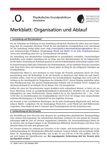 Merkblatt: Organisation und Ablauf