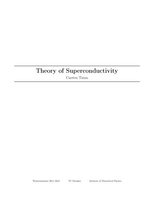 Carsten Timm: Theory of superconductivity