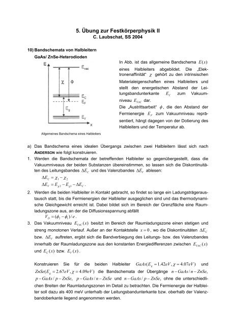 5. Übung zur Festkörperphysik II