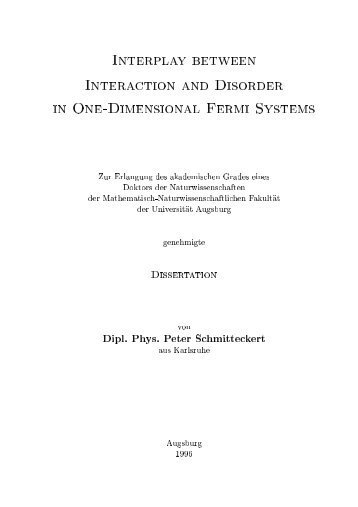 Interplay between Interaction and Disorder in One-Dimensional ...