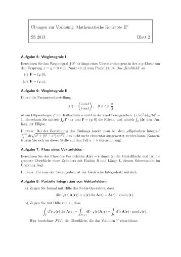 Übungen zur Vorlesung “Mathematische Konzepte II” SS 2013 Blatt 2
