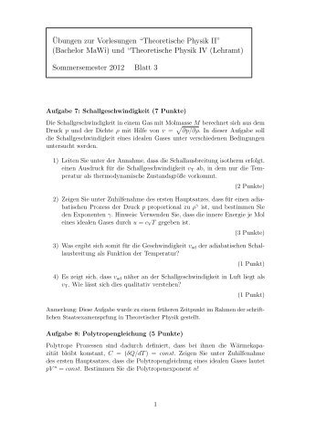¨Ubungen zur Vorlesungen “Theoretische Physik II” (Bachelor MaWi ...