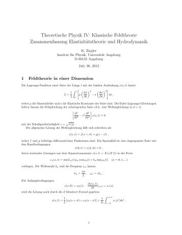 Vorlesungsskript - Institut für Physik - Universität Augsburg