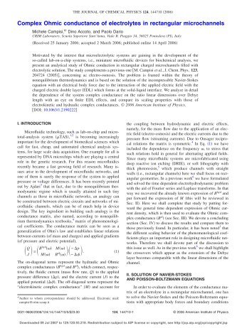 Complex Ohmic conductance of electrolytes in ... - ResearchGate