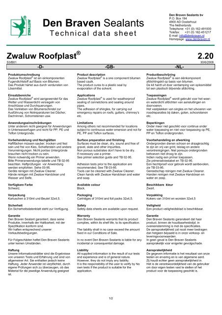 Zwaluw Roofplast - Den Braven