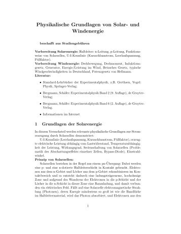 Physikalische Grundlagen von Solar- und Windenergie