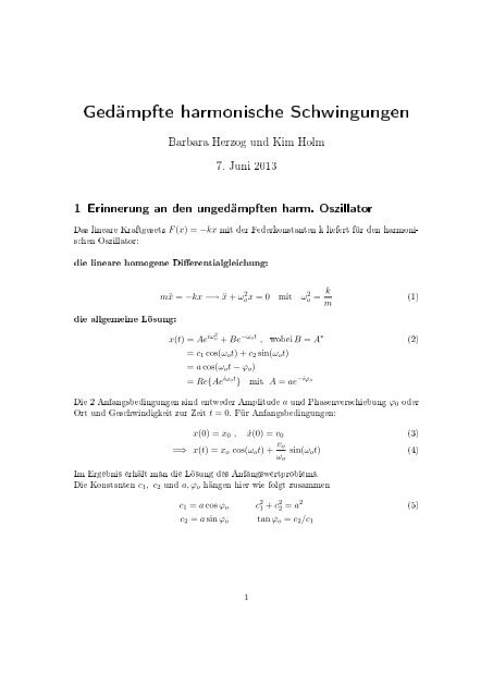 GedÃ¤mpfte harmonische Schwingungen