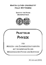 Hinweise zum Ablauf des Praktikums - Institut für Physik - Martin ...