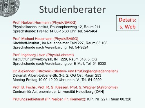 Das Physikstudium An der UniversitÃ¤t Heidelberg - FakultÃ¤t fÃ¼r ...