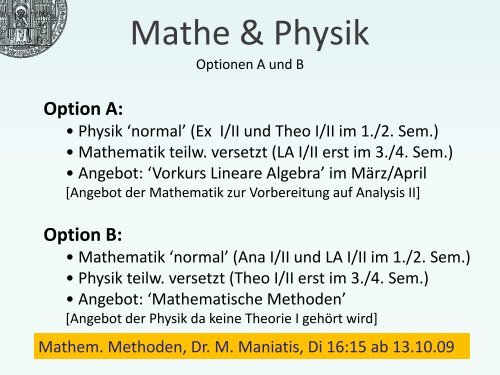 Das Physikstudium An der UniversitÃ¤t Heidelberg - FakultÃ¤t fÃ¼r ...