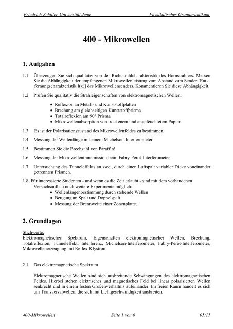 Versuchsanleitung als pdf laden - Friedrich-Schiller-UniversitÃ¤t Jena