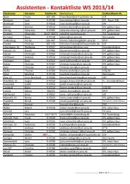 Assistenten - Kontaktliste SS 2013